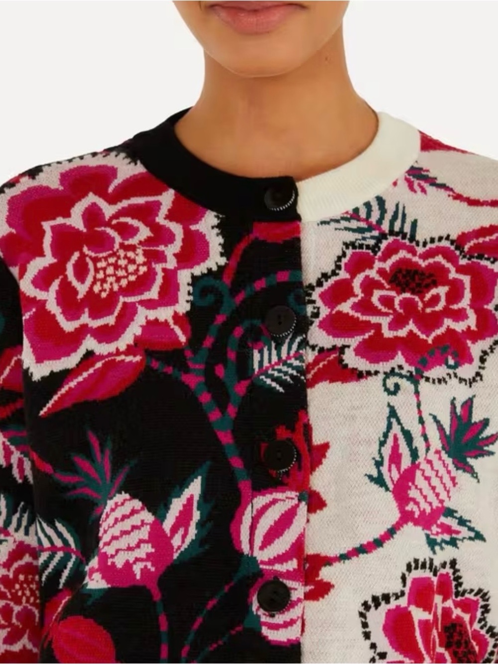 FARM Rio Winter Garden Mixed Knit Cardigan in Marcelle Black Size S. NWT - Picture 3 of 15